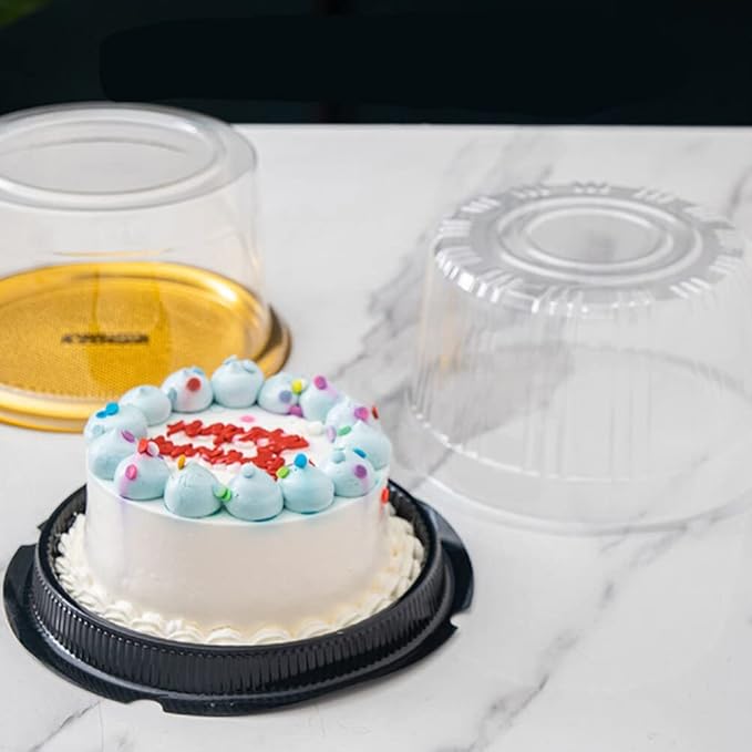 10-Pack Round Cake Stand & Dome - Clear Plastic Cupcake Stand, Cake Carrier & Box