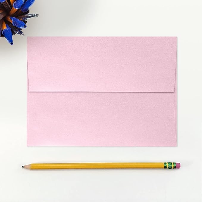 LUXPaper A7 Invitation Envelopes | Peel & Press | 5 1/4" x 7 1/4" | Rose Quartz Metallic | 80lb. Text | 50 Qty