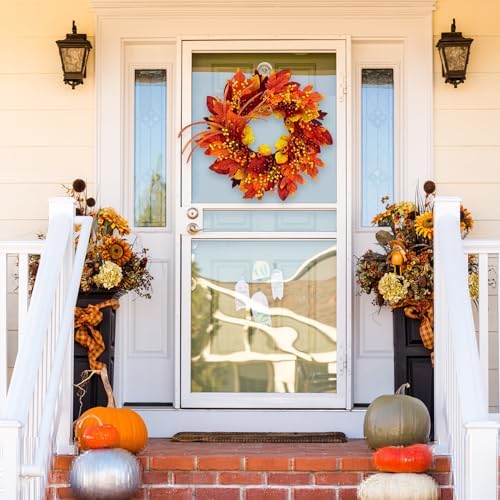 tokcare 24 inch fall wreaths for front door, close-up detail