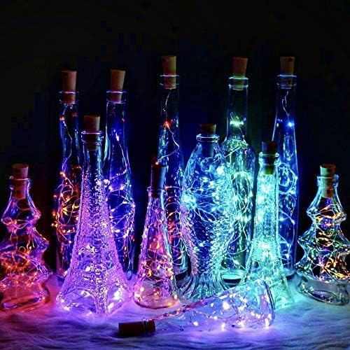 SmilingTown Wine Bottle Cork Lights 15Pack 10 LED 40 Inches Battery Operated Silver Wire Liquor Bottle Fairy Mini String Lights for Party Christmas Halloween Wedding Decoration
