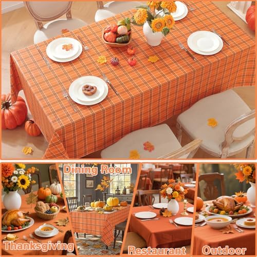 SASTYBALE Fall Orange Rectangle Vinyl Tablecloth 60x120 Inches