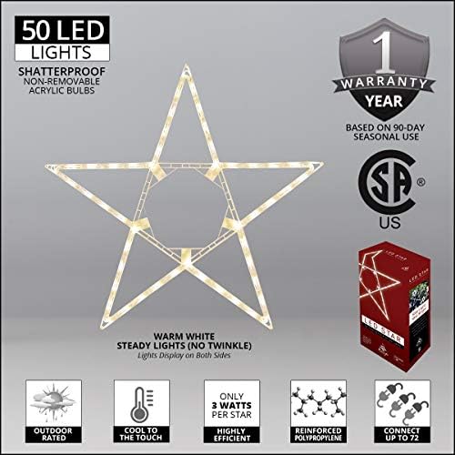 32" lighted christmas star outdoor star light, warm, close-up detail