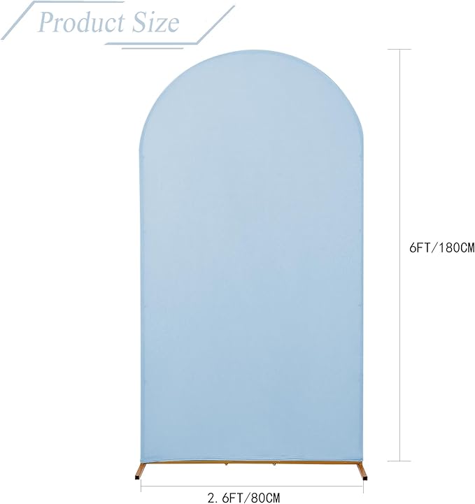bricia Wedding Arch Backdrop Stand Cover, 6FT Double Sided Stretchy Arch Cover Fitted Wedding Birthday Party Banquet Decoration (Bluemist 72''Lx31.2''W)
