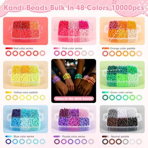 pony beads bulk, 48 colors kandi beads for, close-up detail