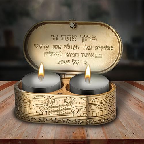 Metal Travel Size Candlesticks with Cover 1.6 * 3.5 Inch Jewish Shabbat Metal Travel Candle Holders…
