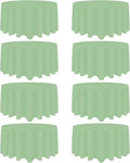 8 Pack Sage Green Round Tablecloth 90 Inch Stain and Wrinkle Resistant Round Sage Green Table Cloth Reusable and Washable Polyester Fabric Table Covers for Buffet Wedding Party and Banquet