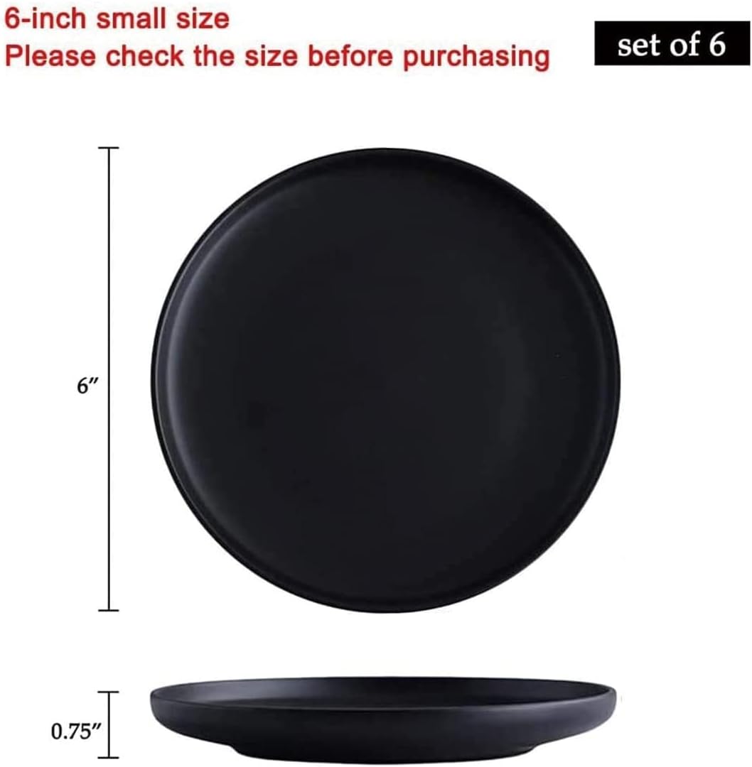 6 Inches Small Appetizer Plates Matte Porcelain, Elegant Mini Size Round Serv...