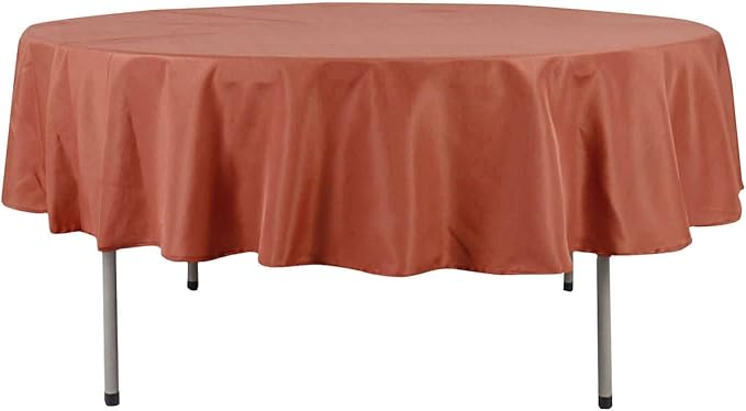 Efavormart Round Tablecloth, 90 Inch Stain & Wrinkle Resistant Washable Table Cloth, Decorative Polyester Fabric Table Cover for Banquet, Wedding, Dining- Terracotta