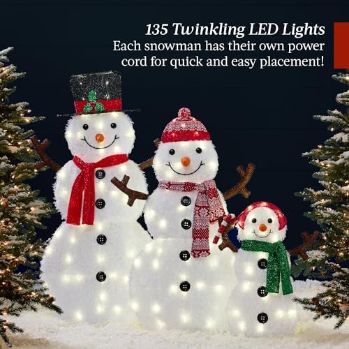 best choice products 4ft 3-piece 2d lighted christmas, close-up detail
