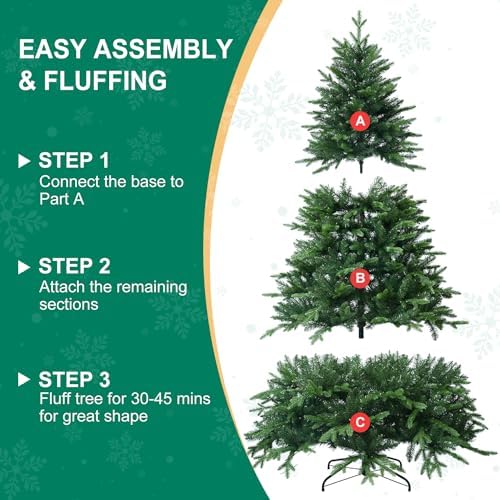 treepool 7.5ft unlit artificial christmas tree, 2652 pe, front angle view