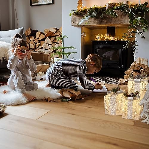 vanthylit christmas lighted gift boxes, set of 3, close-up detail
