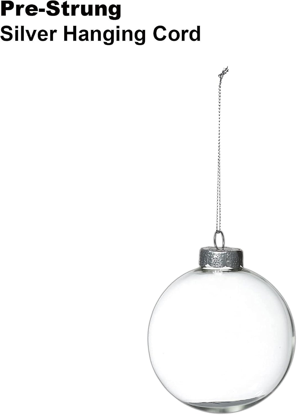 4E's Novelty 12-Pack 3.15 Inch Clear Glass Christmas Ornament Balls - Fillable with Hanging Cord, DIY Glass Ornaments for Xmas Tree