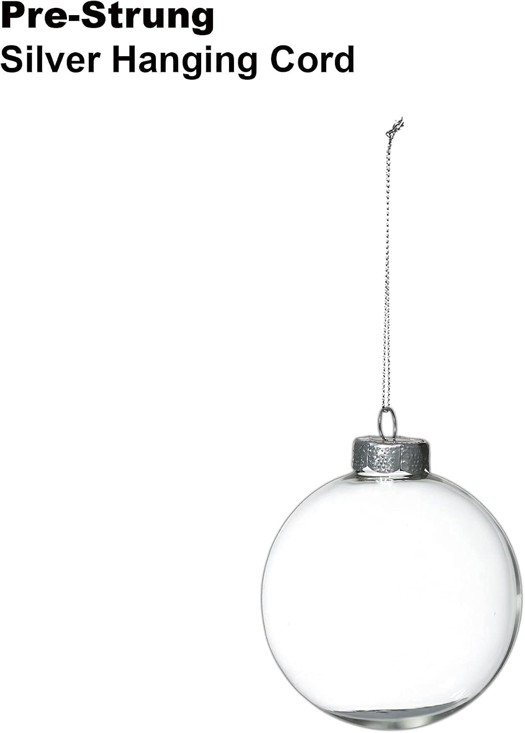 4E's Novelty 12-Pack 3.15 Inch Clear Glass Christmas Ornament Balls - Fillable with Hanging Cord, DIY Glass Ornaments for Xmas Tree