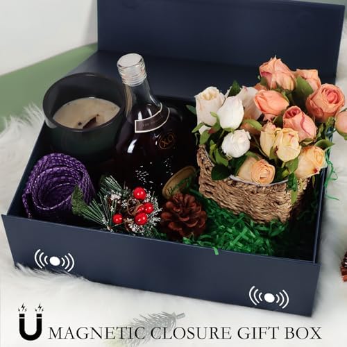 lfbox navy blue gift box with magnetic lids showing dimensions