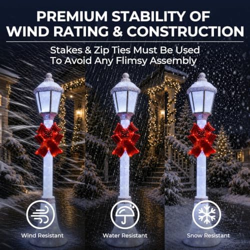 60-inch outdoor christmas decorations outdoor lighted lamp post, close-up detail