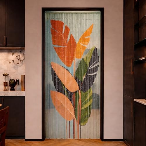 vietbud tropical leaves beaded doorway curtain 35.4" x on a desk or shelf