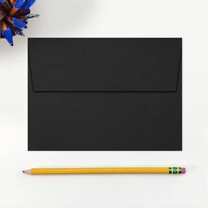 LUXPaper A7 Invitation Envelopes | Peel & Press | 5 1/4" x 7 1/4" | Black Linen | 80lb. Text | 50 Qty