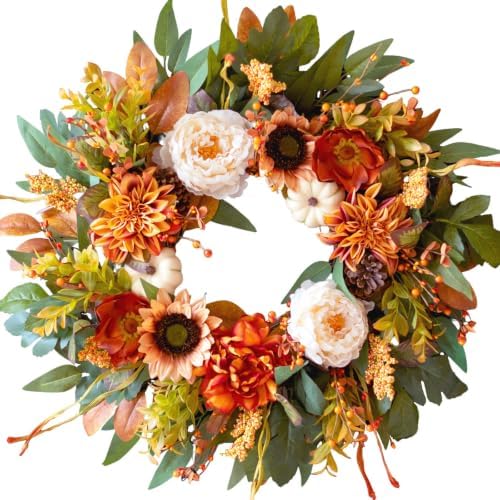 24 inch harvest fall wreaths for front door, view 9
