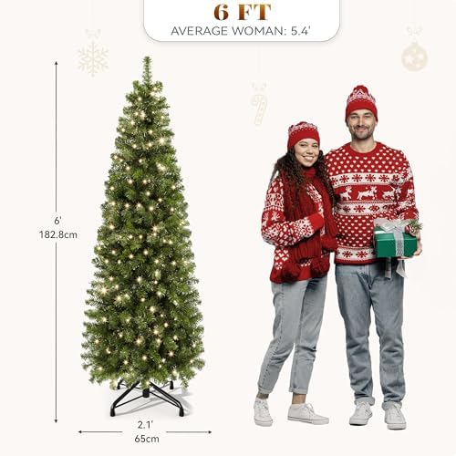 yitahome 6ft prelit green fraser fir pencil christmas, view 9