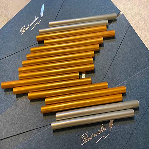 VARACL Hot Melt Glue Sealing Sticks for Letter Seal Stamp - Great for Wedding Invitations, Cards Envelopes, Snail Mails, Postcards, Greeting Cards, Gift Ideas, 7 x 100 mm, 20PCS (Gold)