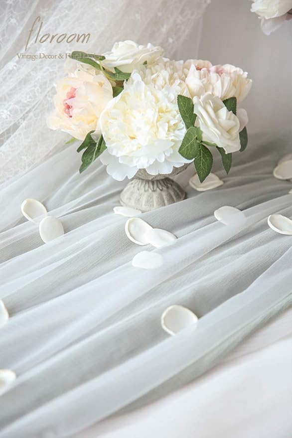 Floroom 500pcs Rose Petals Ivory Faux Silk Flower Petals for Wedding Flower Girl Basket White Aisle Scatter Dinner Table Centerpieces Party Confetti Bridal Shower Romantic Night Decoration