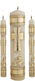 Hand Crafted Wedding Candle Set by Will & Baumer, Set of 3, Cross & Rings
