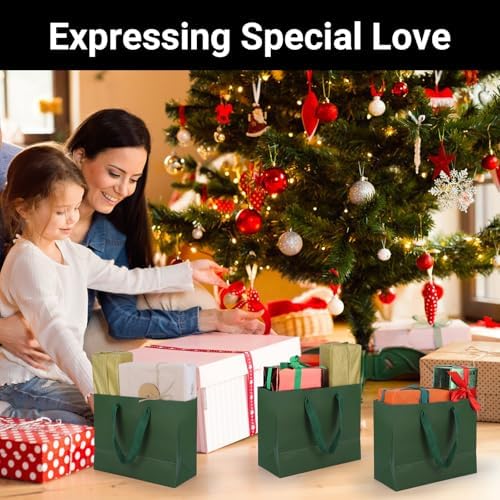 eusoar paper bags with handles, 50pcs 10.6"x3.1"x8.3" gift on a desk or shelf