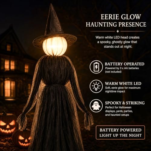 hourleey halloween witch decorations outdoor, 5ft set of shown in use