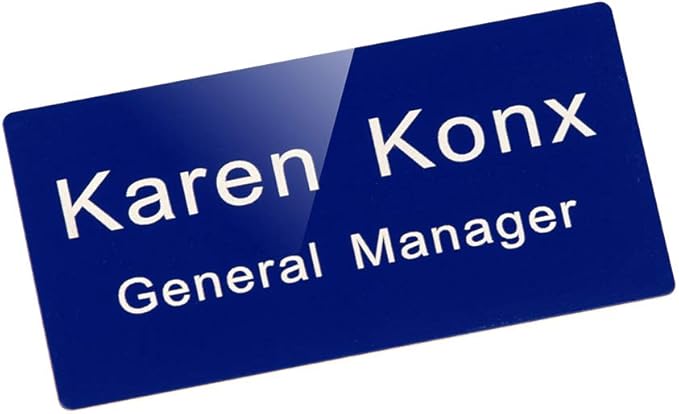 Custom Engraved Name Tag Badges – Personalized Identification ID Badge with Pin or Magnetic Backing (Bule/White, 1.5" x 3")