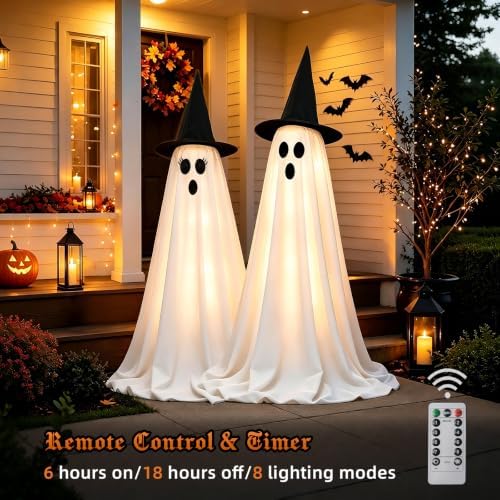halloween ghost decorations indoor, 2 packs light up showing dimensions