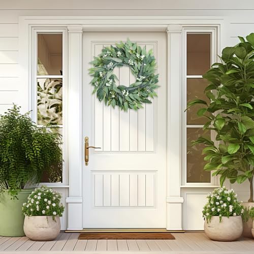 26" eucalyptus wreath for front door - large showing dimensions