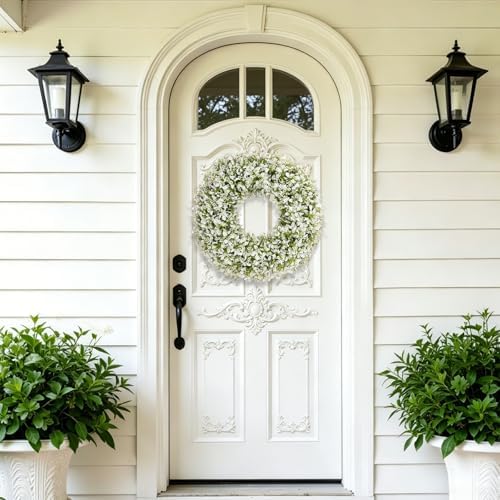 u'artlines 20 inch boxwood wreaths for front door shown in use