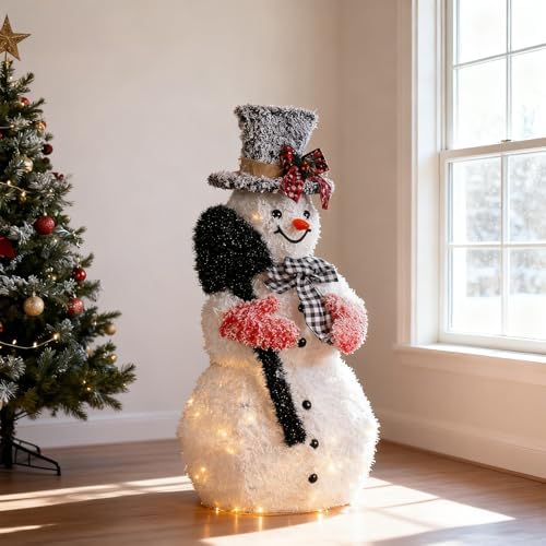 vingli 3ft lighted snowman christmas decorations outdoor indoor on a desk or shelf