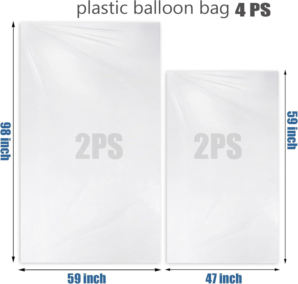 Kreapa 4 Pcs Large balloon bags, balloon transport bags transparent giant storage bag 59x98 inches(2pcs) + 47x59 inches(2pcs)