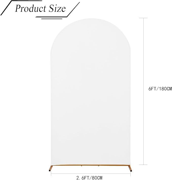 bricia Wedding Arch Backdrop Stand Cover, 6FT Double Sided Stretchy Arch Cover Fitted Wedding Birthday Party Banquet Decoration (White 72''Lx31.2''W)