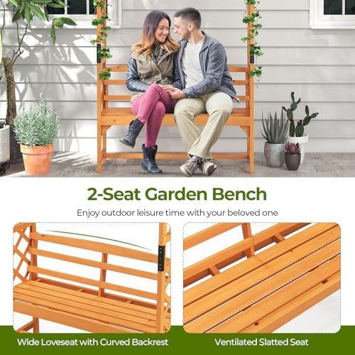 giantex garden arbor with bench, wooden garden arch on a desk or shelf