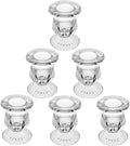 Glass Taper Candle Holder Set of 6 - Clear Crystal Candlestick Holders for Tapered Candles, Elegant Candle Stick Holder Set for Wedding Party Christmas Thanksgiving Festival (6, Transparent)