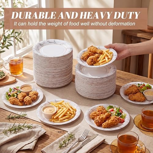 filltouch 400 pack 7 inch disposable paper plates, side view