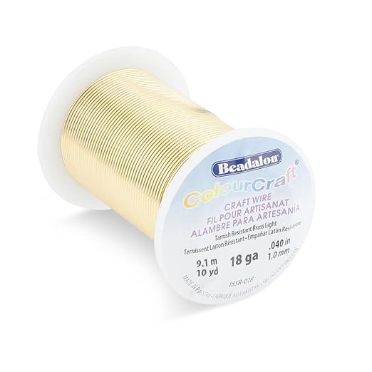 Beadalon ColourCraft Wire, 18 Gauge, Brass Light Color, 10 yd Spool
