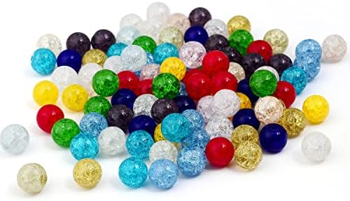 rubyca assorted mixed round druk crackle czech crystal, side view