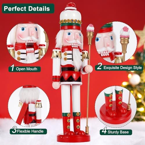 wooden christmas decorations nutcracker soldier, 38cm traditional painted, close-up detail