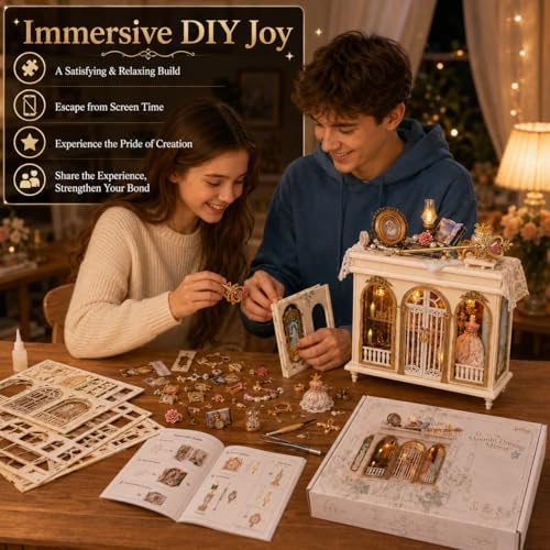 roroom diy miniature house kit, dreamy vanity room showing dimensions