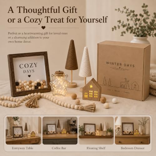 farmhouse home decor set, glass star fairy light, side view