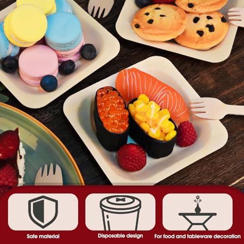 conli 300 pcs square disposable wood bowls bamboo shown in use
