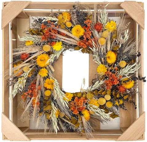 andaluca all natural handcrafted preserved floral fall wreath shown in use