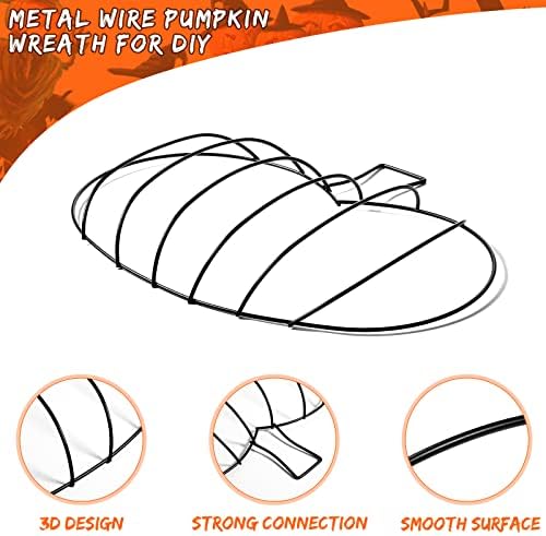 hotop 7 pcs pumpkin wreath frame metal wire, front angle view