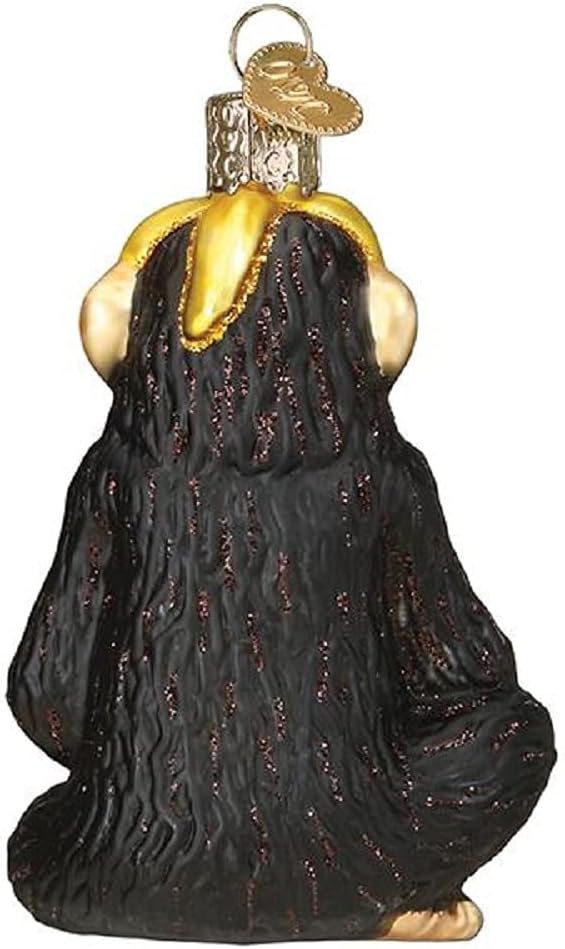 Old World Christmas Chimpanzee with Banana Glass Blown Ornament for Christmas Tree, Handcrafted Holiday Decoration, Wildlife Animal Collection
