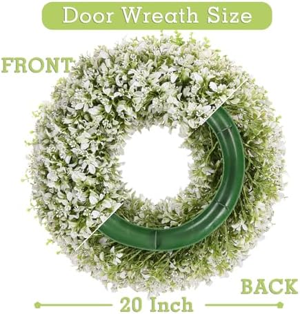 u'artlines 20 inch boxwood wreaths for front door, close-up detail
