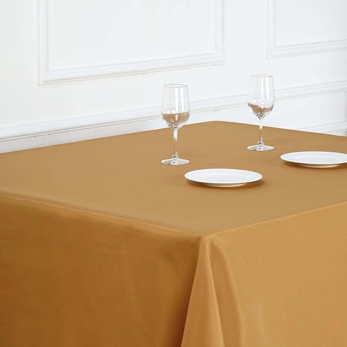 Efavormart 90" Gold Wholesale Linens Polyester Square Linen Tablecloth for Kitchen Dining Catering Wedding Birthday Party Events