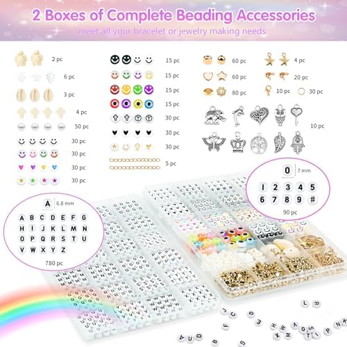 gionlion clay beads friendship bracelet making kit, 72 showing dimensions